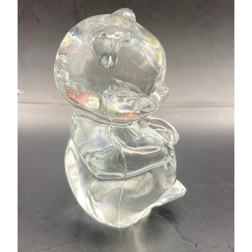 Fenton Clear Glass Art Sitting Bear 3 3/4" Tall Solid Paperweight Decorative - Picture 4 of 10